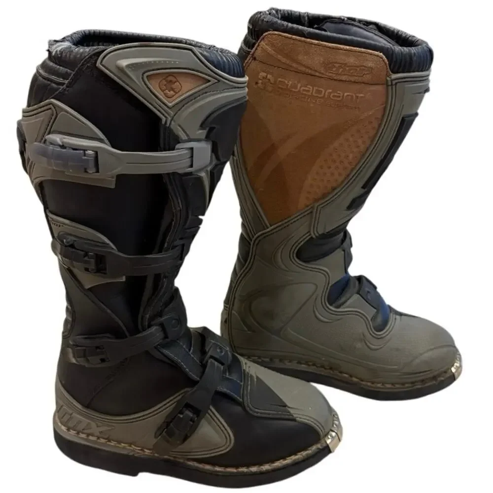 Thor Quadrant MX High-Quality Armored Motocross Boots Black/Gray US 7